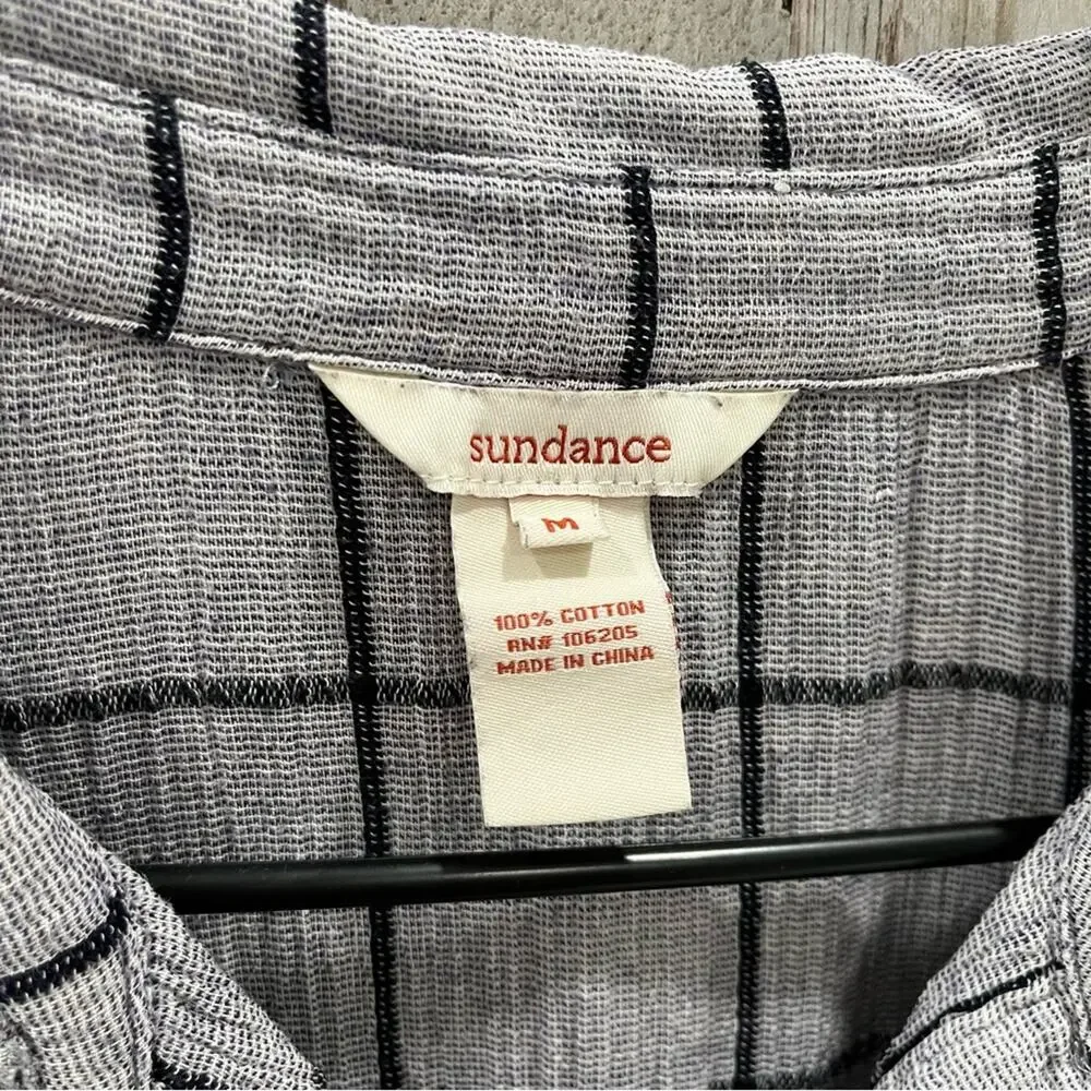 Sundance Grey Black Windowpane Check Dress Tunic Top Cotton Hi Lo